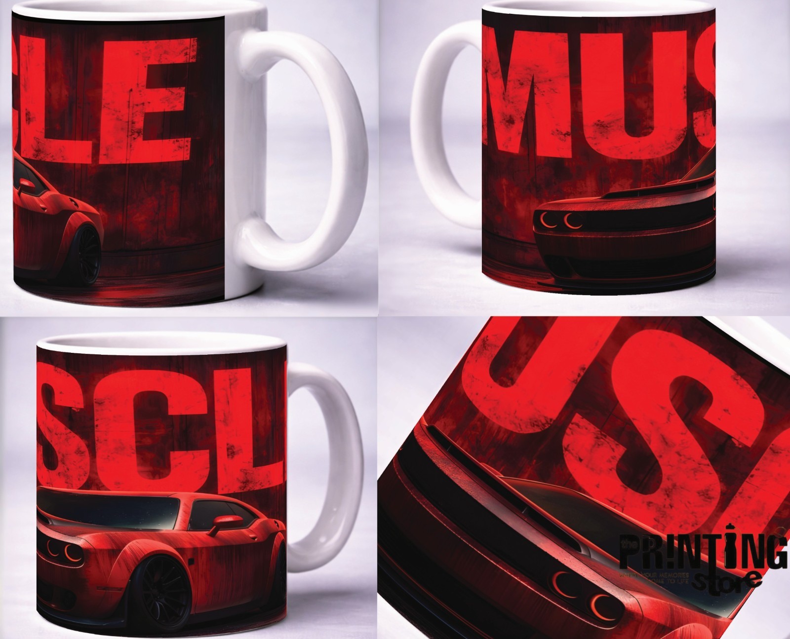 Muscle Car Coffee Mug Red Sports Car Design Ceramic Mug Gift for Car Lovers 11oz