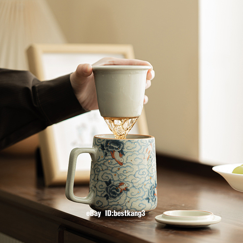 Xiangyunrui Rabbit Mug Ceramic Tea Separation Filter Cup Tea Cup with Lid