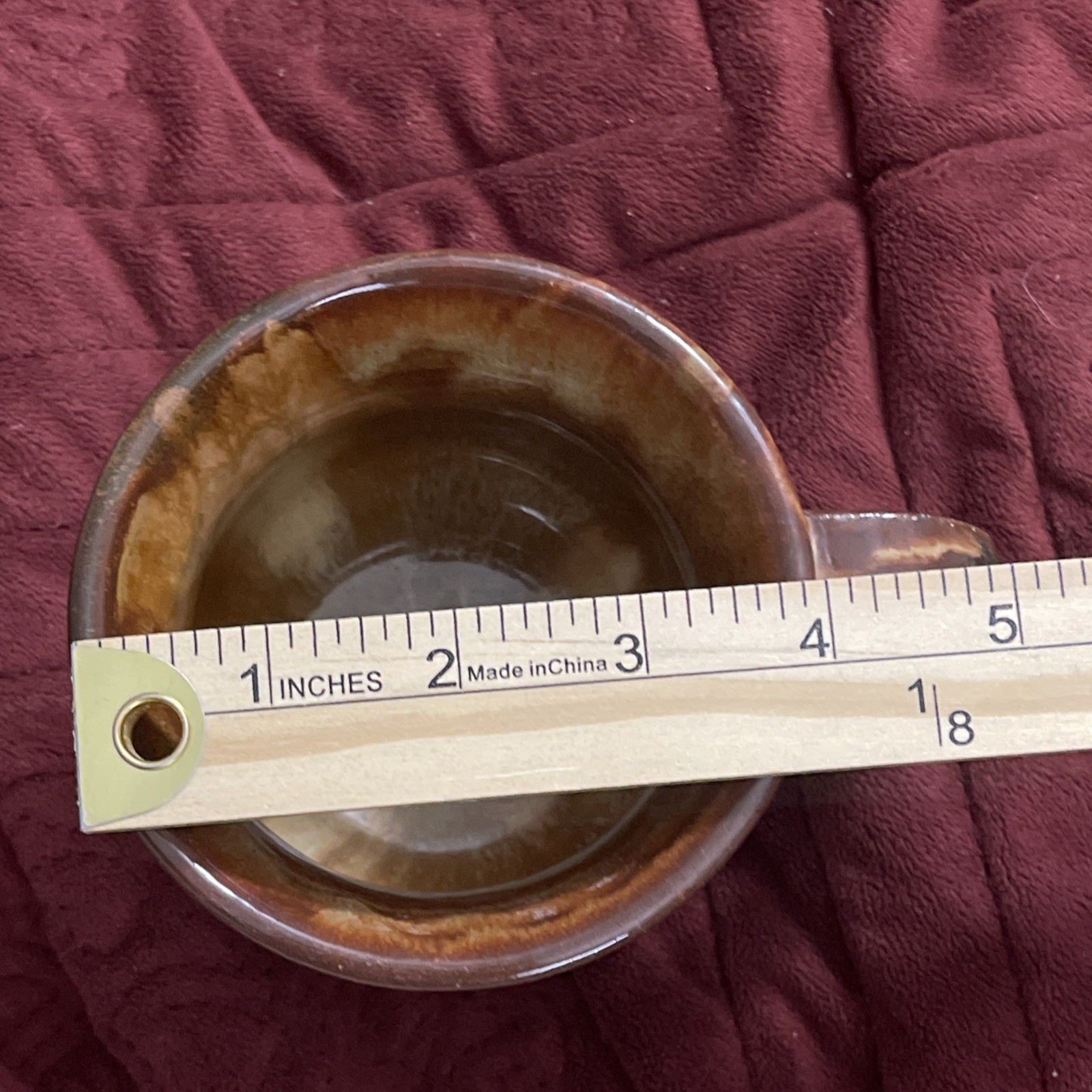 Handmade Studio Pottery Cup Mug Deep Blue Brown Drip Glaze Artisan Signed Heavy