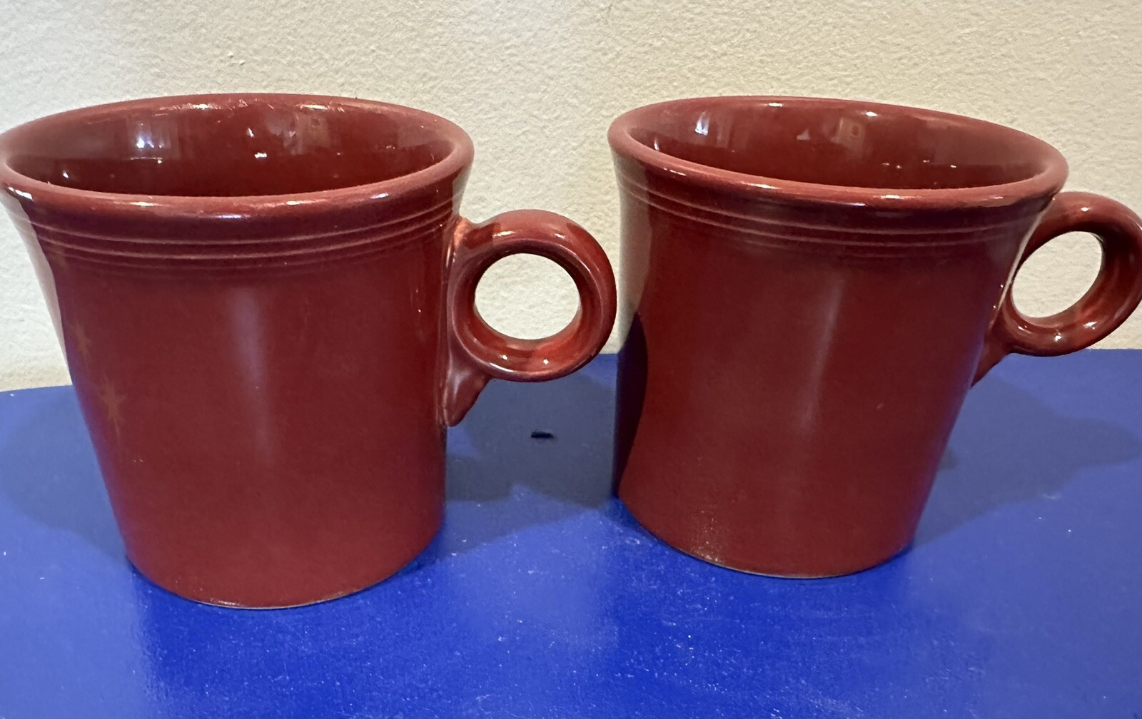 2 Homer Laughlin Cinnabar Fiesta Fiestaware 12 Oz. Coffee Mug Cup Ring Handle