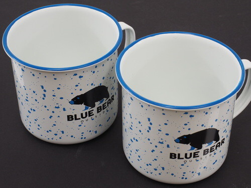 NEW! Blue Bear Outside Metal Camp Coffee Tea Mugs Cups (Pair)