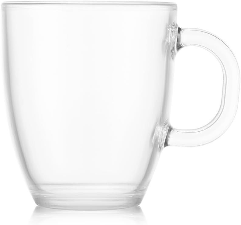 12oz Bistro Coffee Mug Single-Wall Tempered Glass, 2 Pack, Clear | Single-Wall