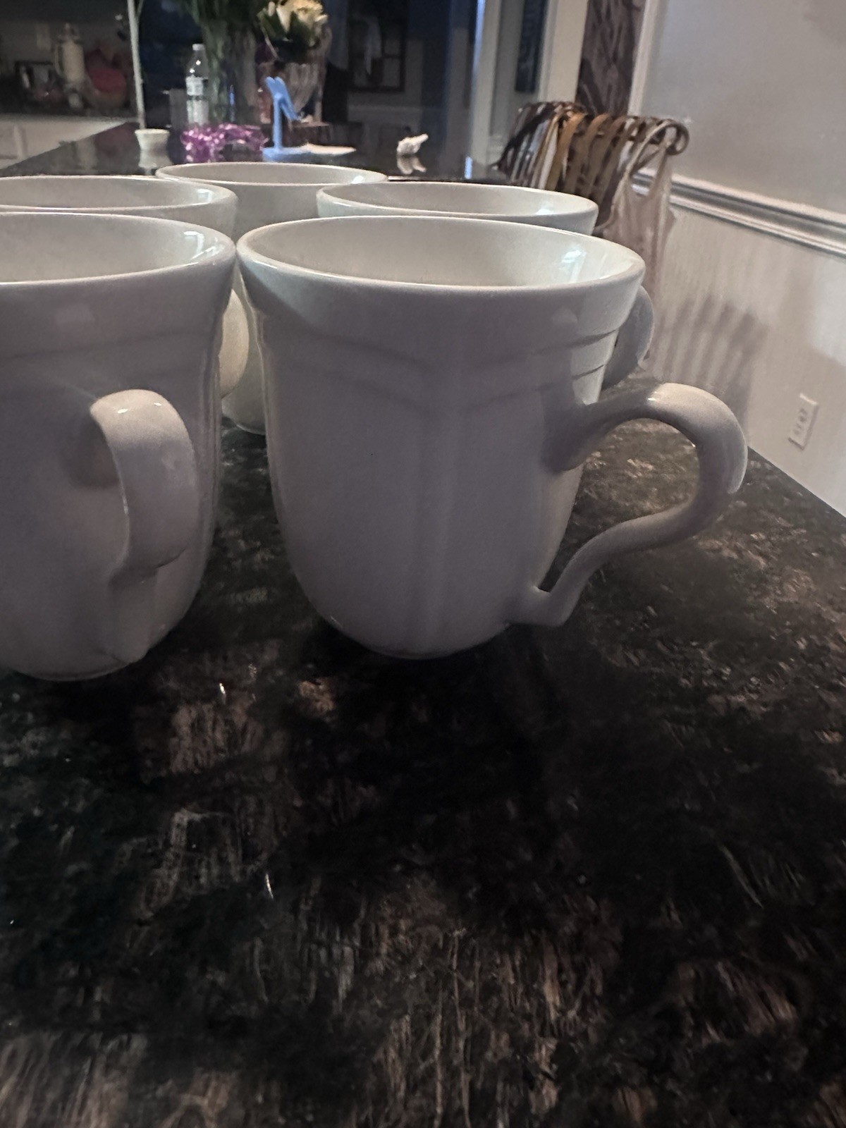 Gibson White Stoneware Coffee Mug Set, 8 fl oz, 5-Piece, Microwave Safe