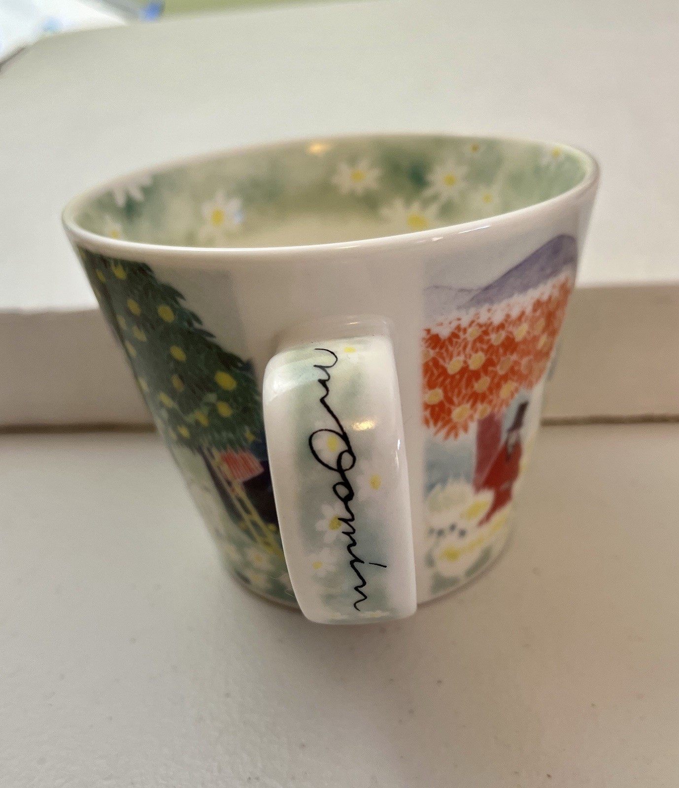 Moomin Valley Water Color Soup Mug Cup Yamaka Japan