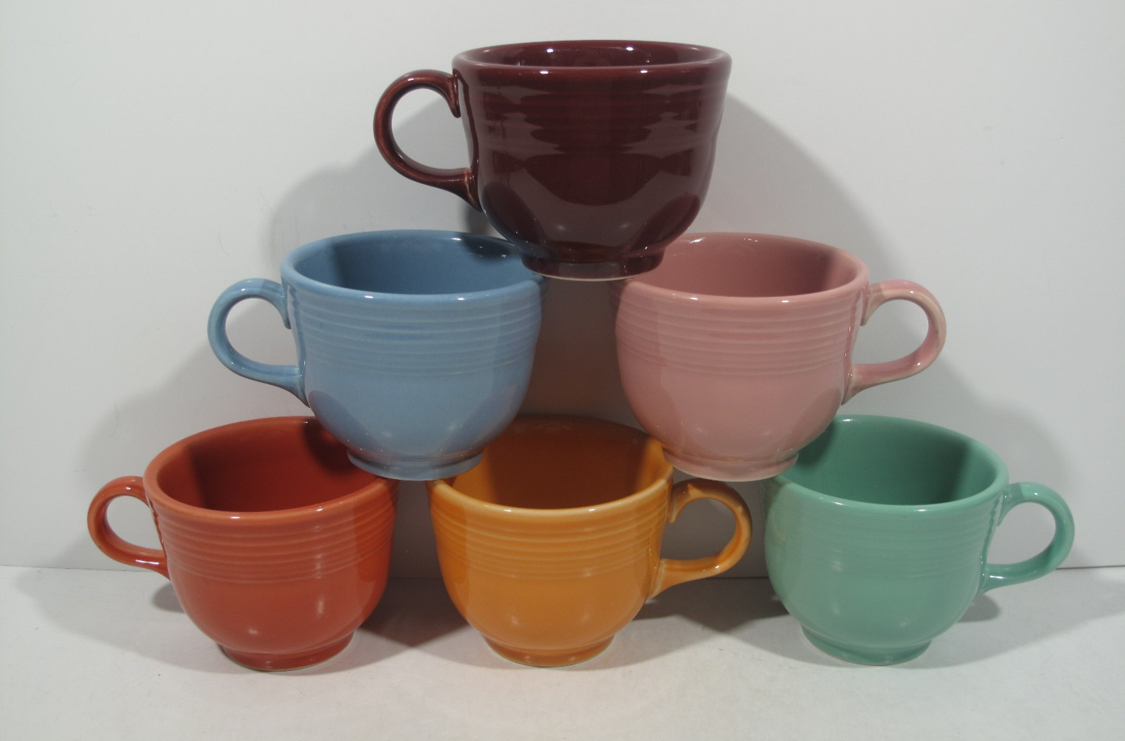 Lot of 6 FIESTAWare Coffee Cocoa Tea Cups Mug Lead Free Multicolor Spring Colors