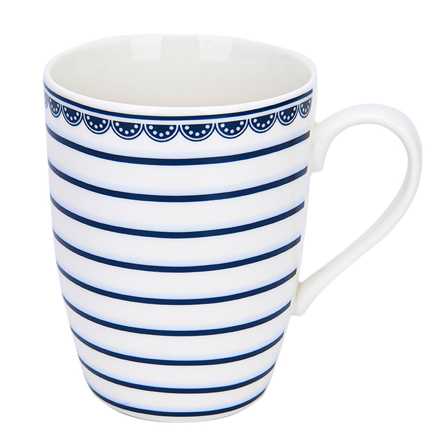 SET OF 4 Blue White Porcelain MUGS Floral Bone China Mismatched Coffee Mugs 12oz