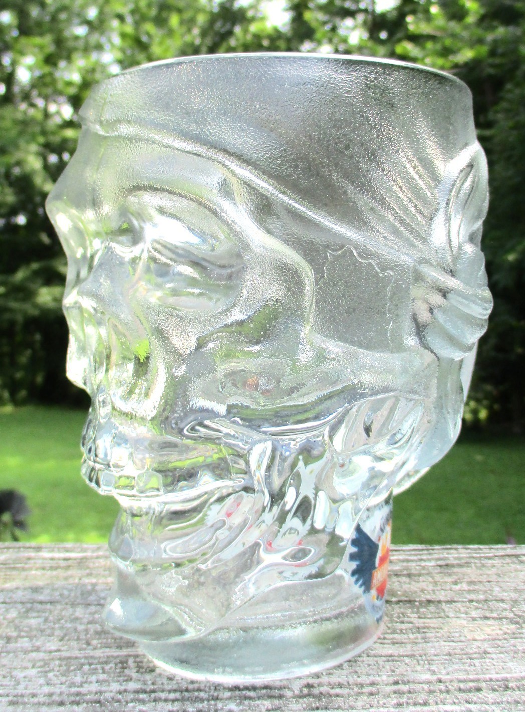 Guy Fieri’s American Kitchen Bar Cancun 6″ Glass Pirate Skull Mug Stein