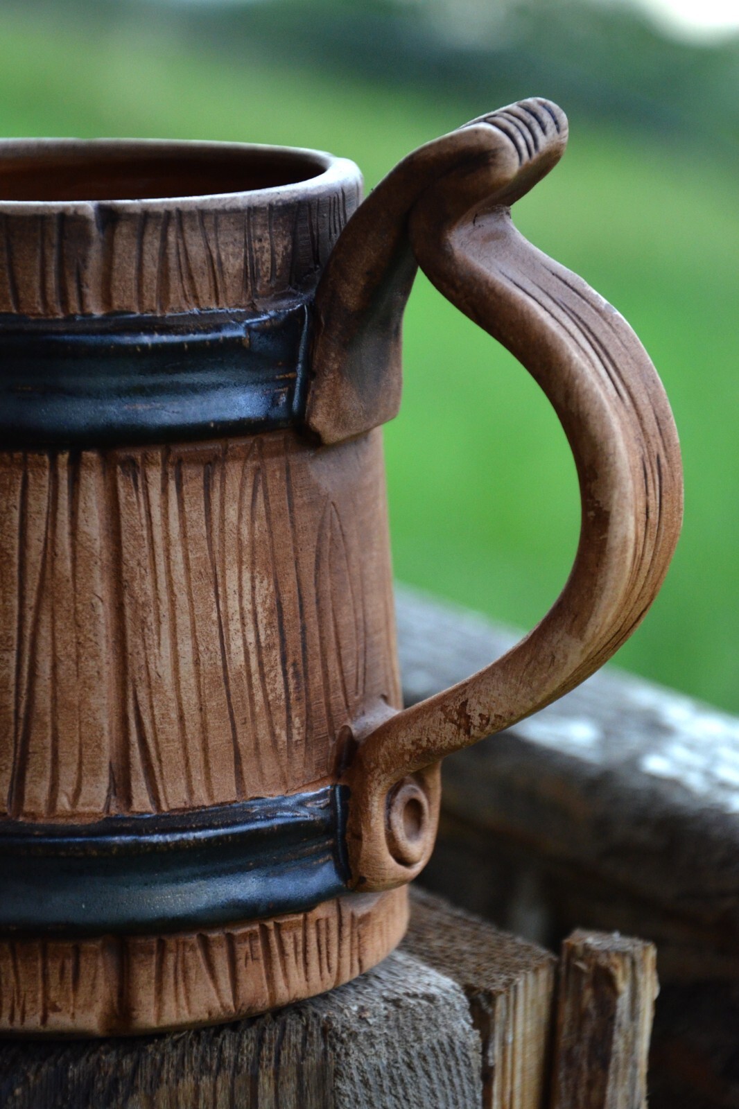 Large Beer Mug, Pottery, Wood Decor Ceramic Rustic Style Forester Gift, Decor