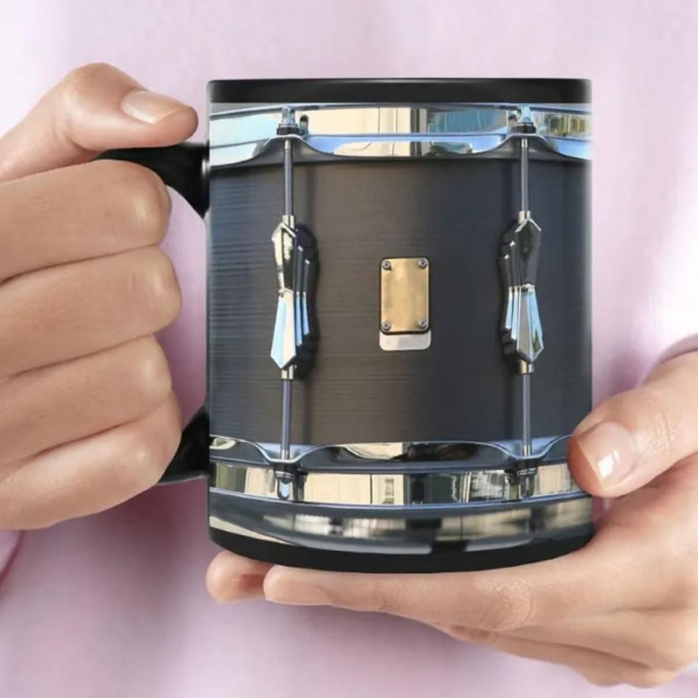 11OZ Black Vintage Drum Mug Funny Tea Coffee Juice Water Cup Home Office9154