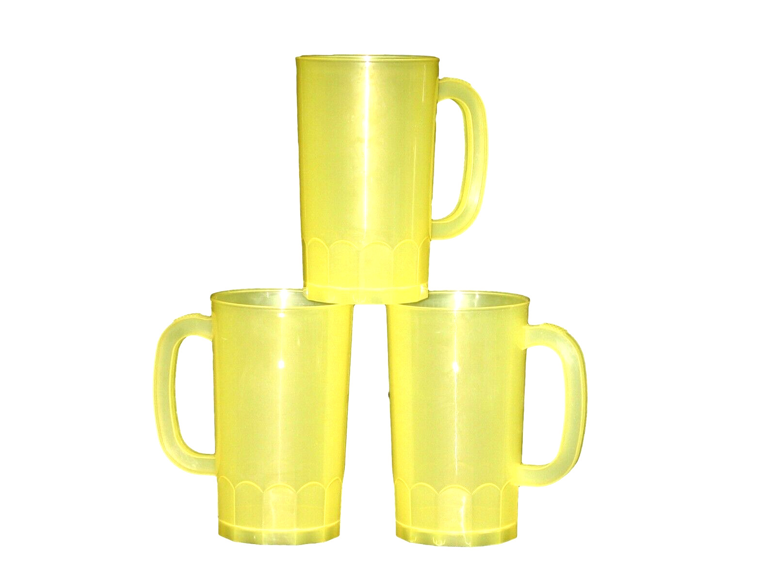 8 Beer Mugs, Translucent Yellow, 1 Pint (16 Ounce) Mfg. USA, No BPA, Non Toxic