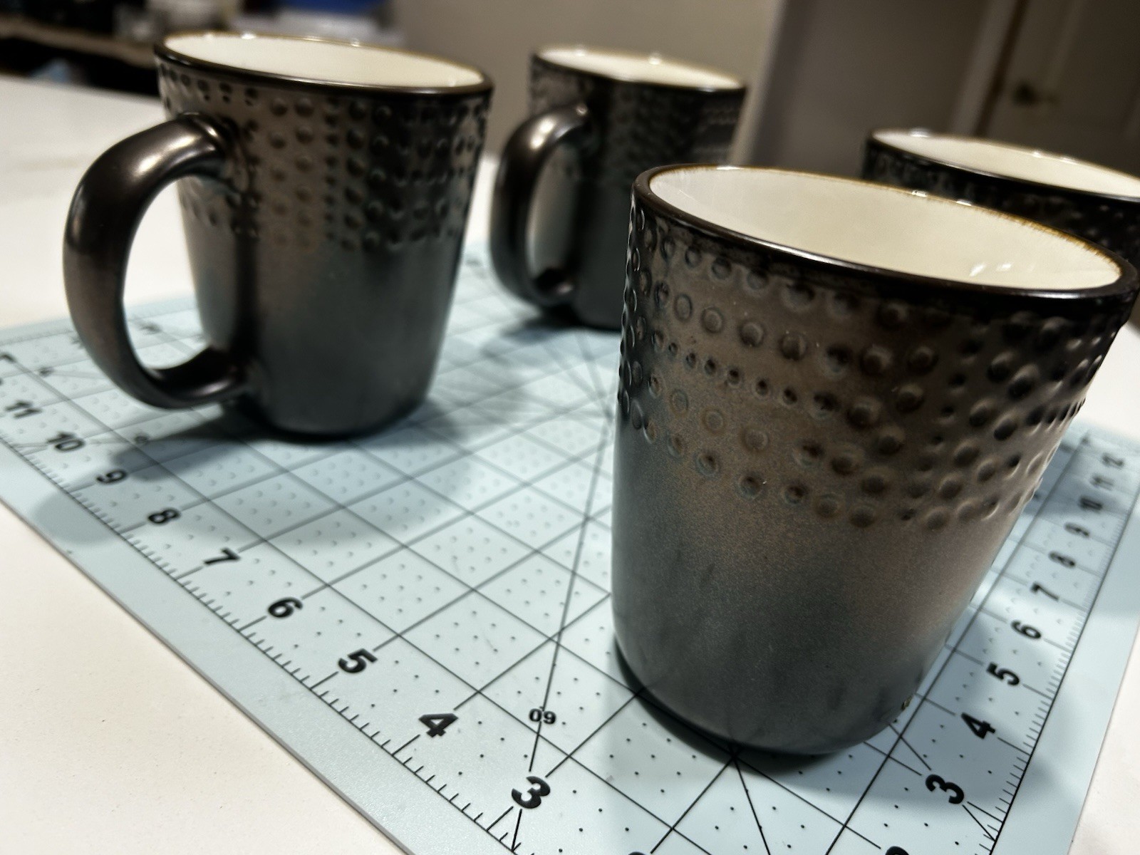 Gourmet Basics Metropolitan Dotted Coffee Mugs Set of 4 16oz Black/White
