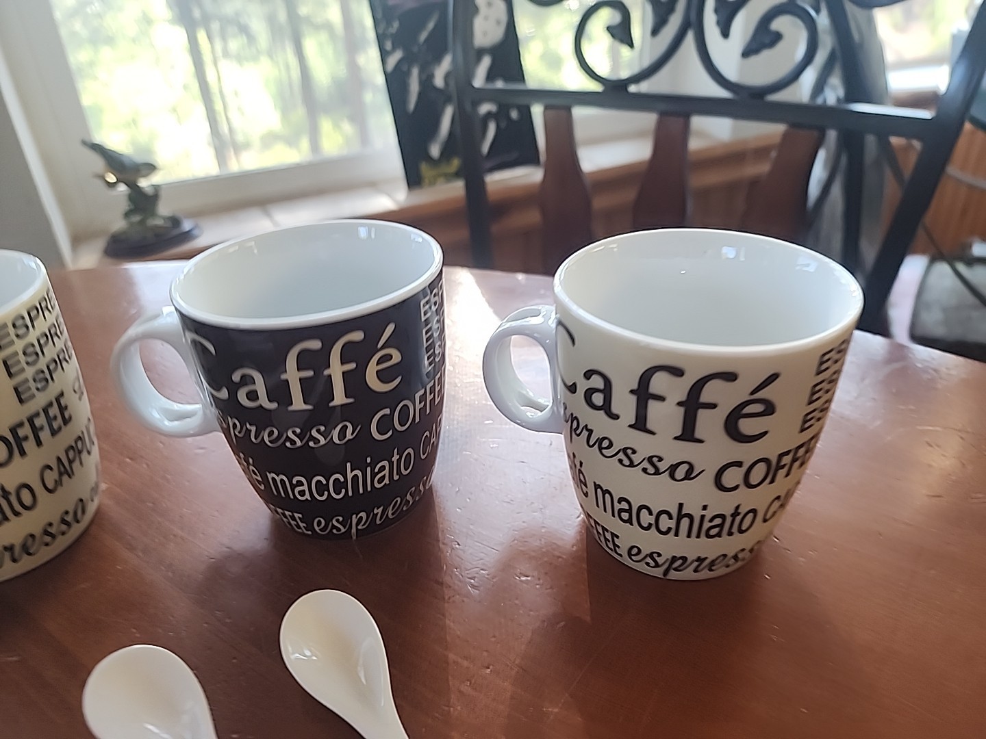 BROWN & CREAM COFFEE CAPACCINO CAFÉ LATTE TEA FOUR PIECE CUP AND SPOON SET