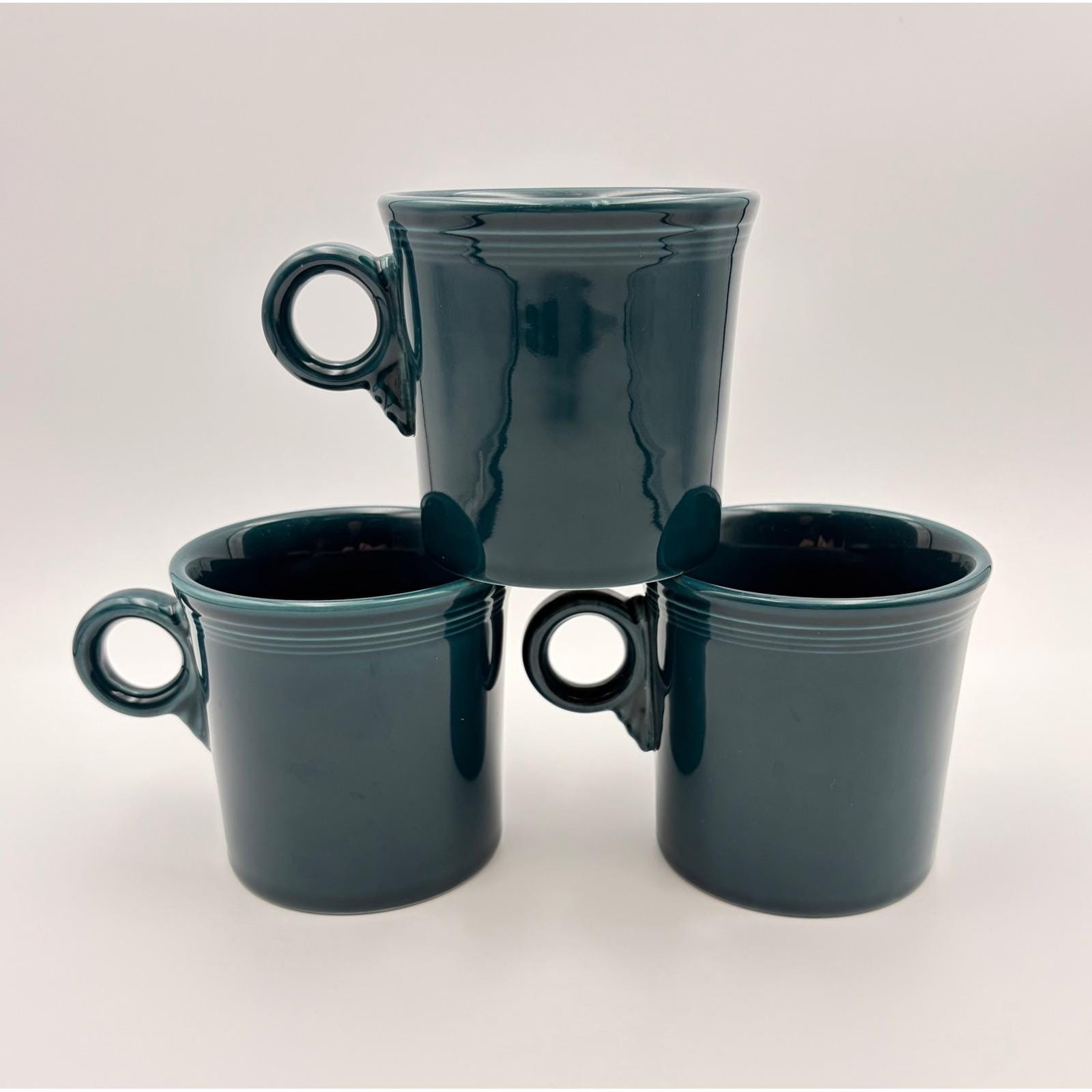 Lot of 6 Fiestaware Juniper Green Ring Handle Coffee Mugs 10 oz Cups Set USA
