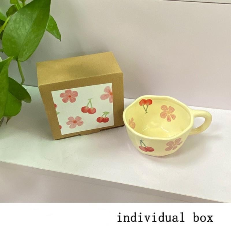 IrregularFlowerCeramicMugKoreanStyleCoffeeCupMilkTeaBreakfastKitchenDrinkware