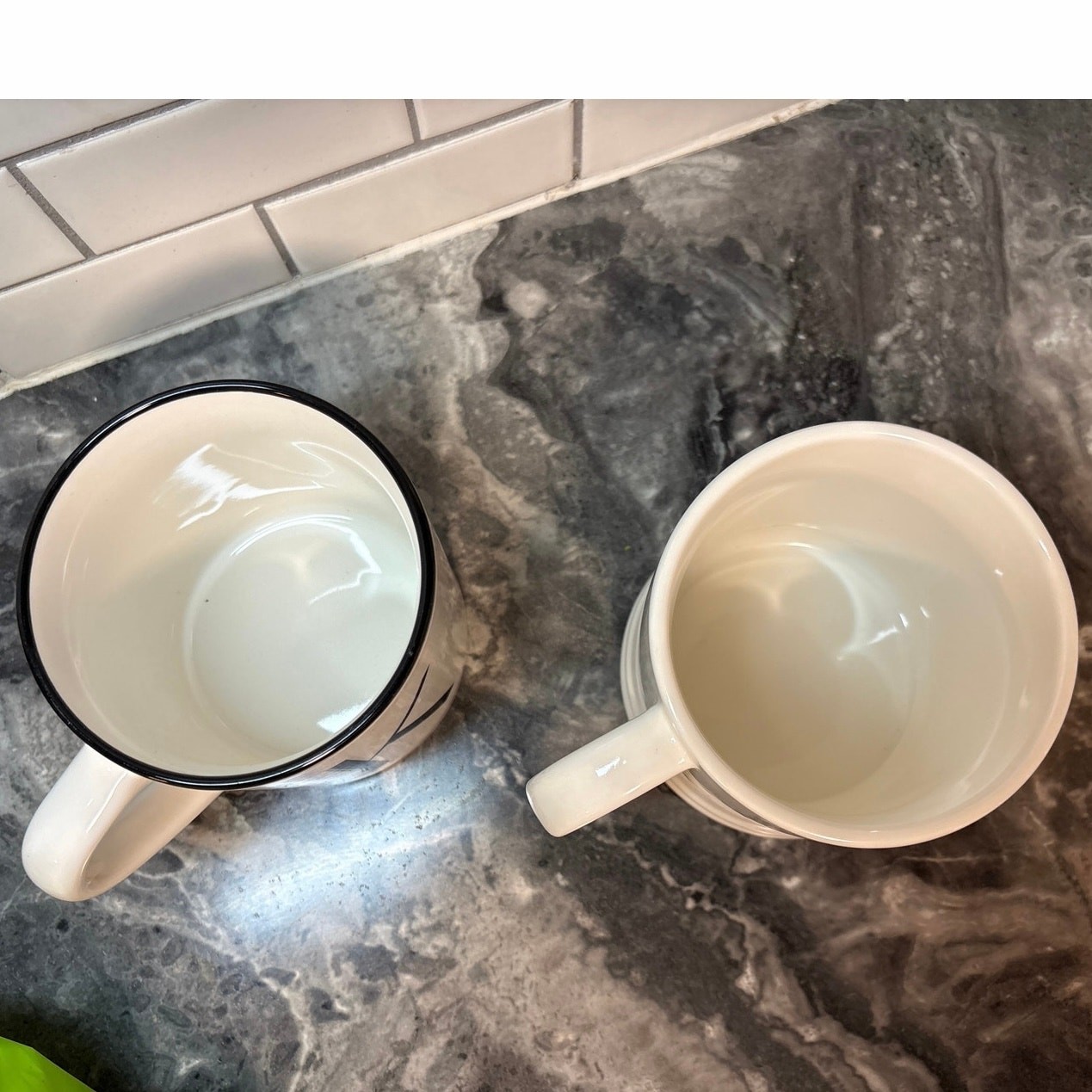Set of 2 “K” Initial Coffee Cup Mug Tea Black White