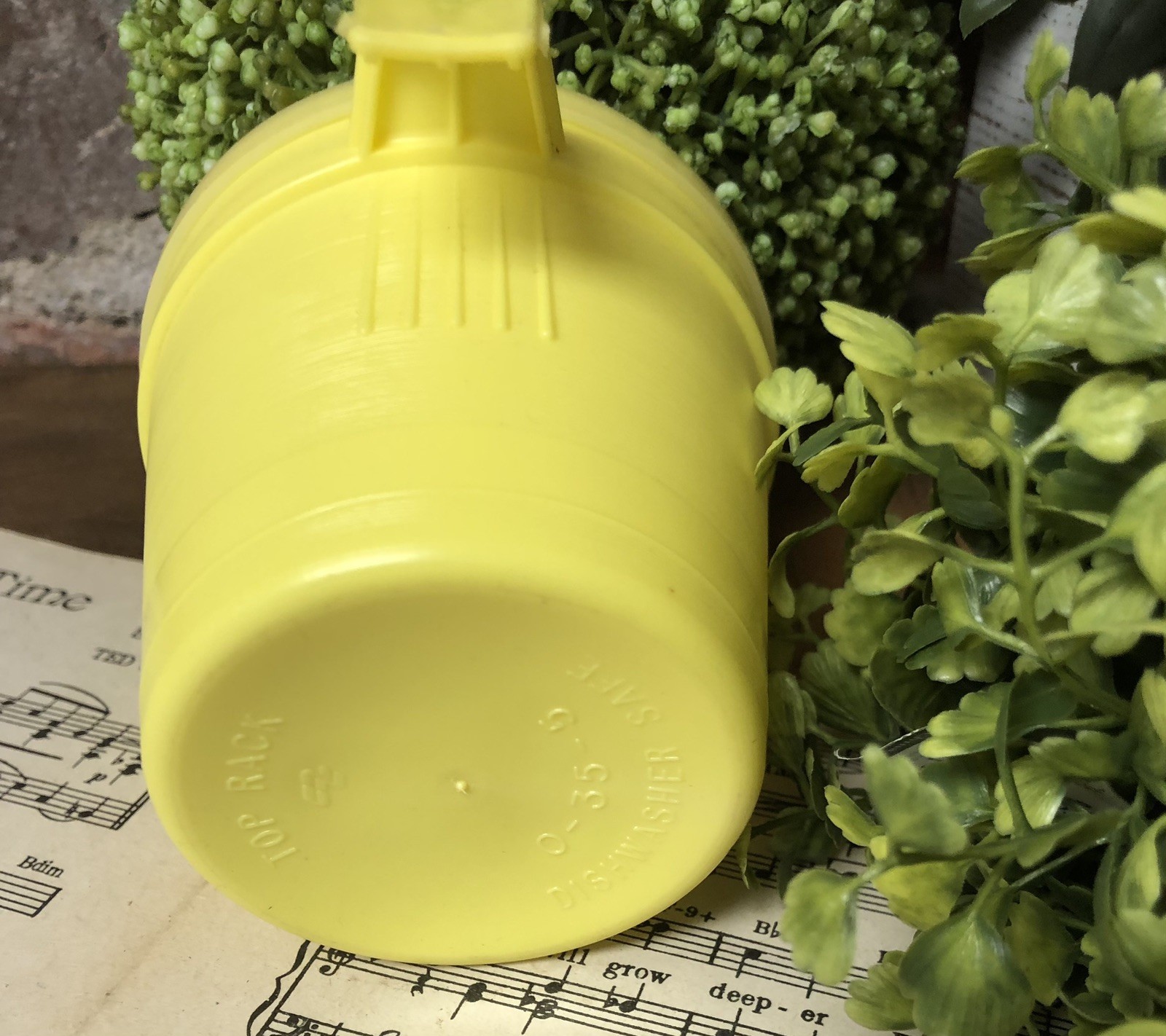 Vintage NuMaid Rite Margarine Butter Cup with Lid Yellow MCM Retro Plastic Mug