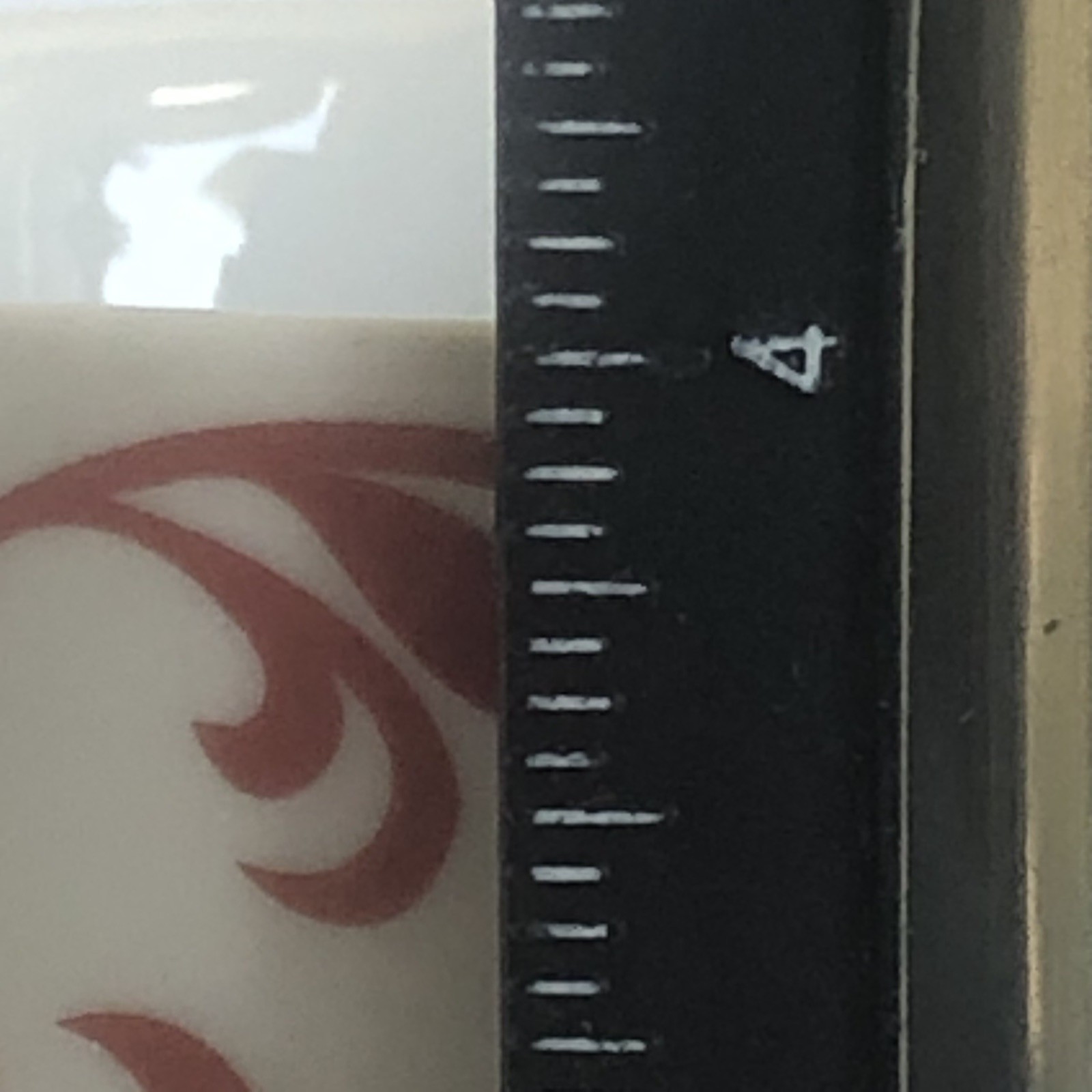 White Coffee Mug Cup With Red Scrolls Design 12 Oz Stoneware 4″ Round