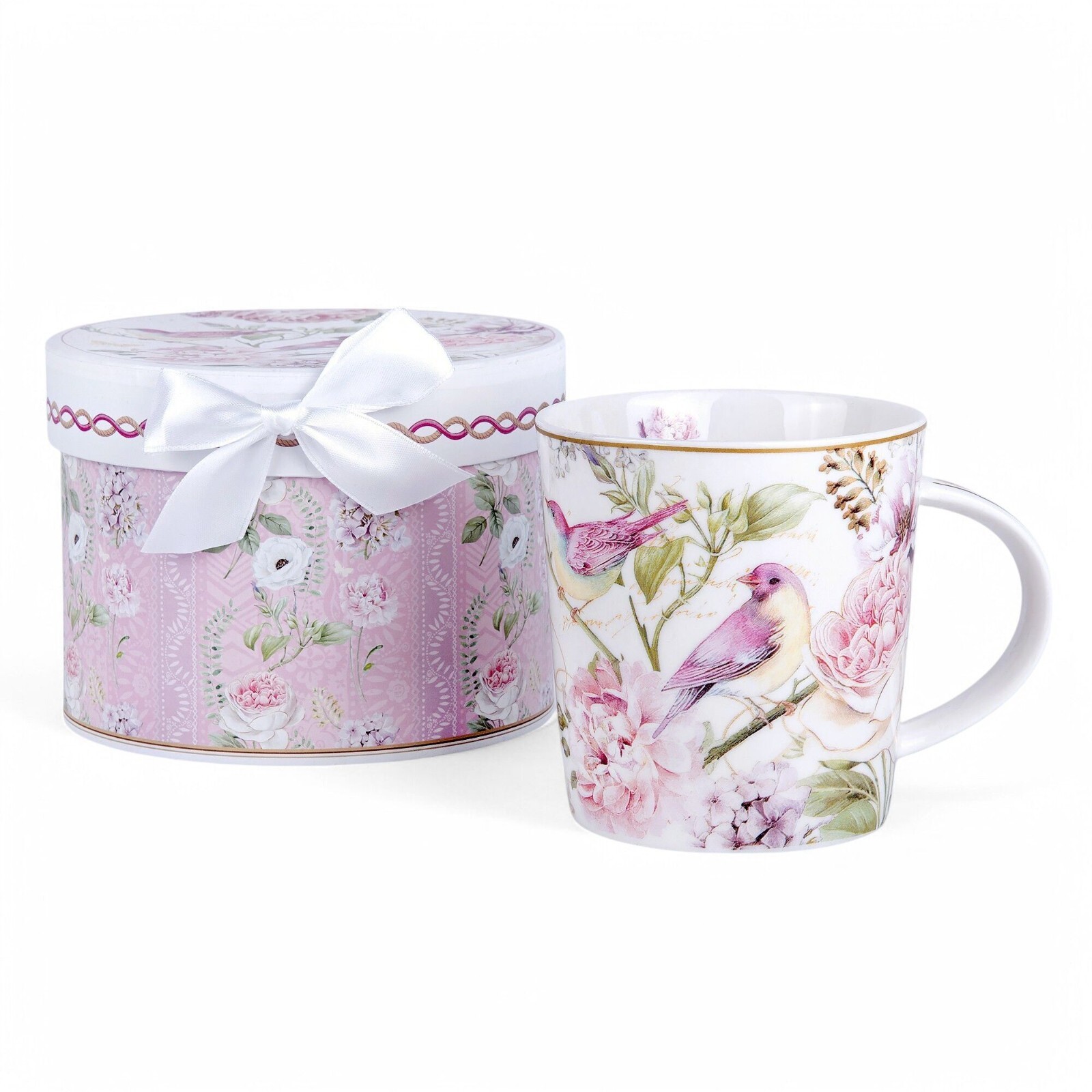 Birds in Rose Garden Bone China Mug Coffee Tea Mug 10 fl oz Mug