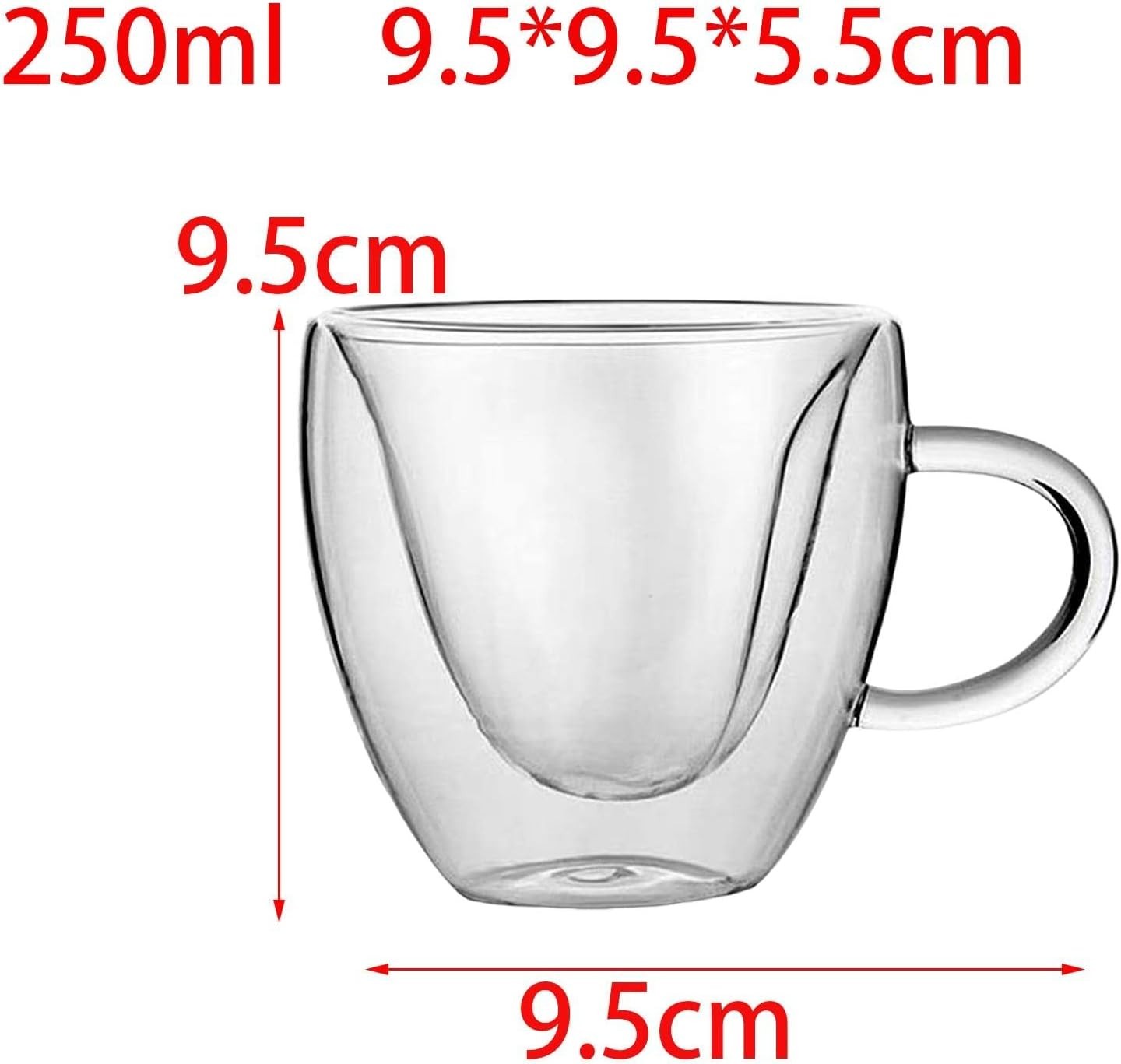 Borosilicate Glass Mug Double Wall Design Heat-Resistant Transparent Hollow Glas