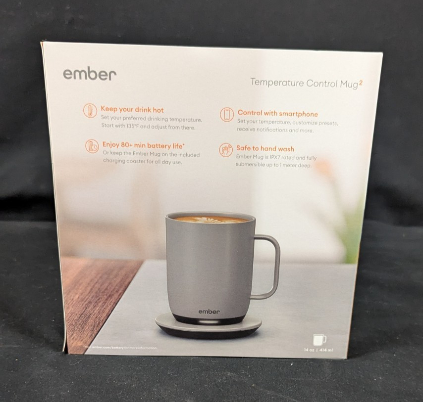 AMBER TEMPARATURE CONTROL MUG 14 OZ SLATE GREY NEW IN BOX