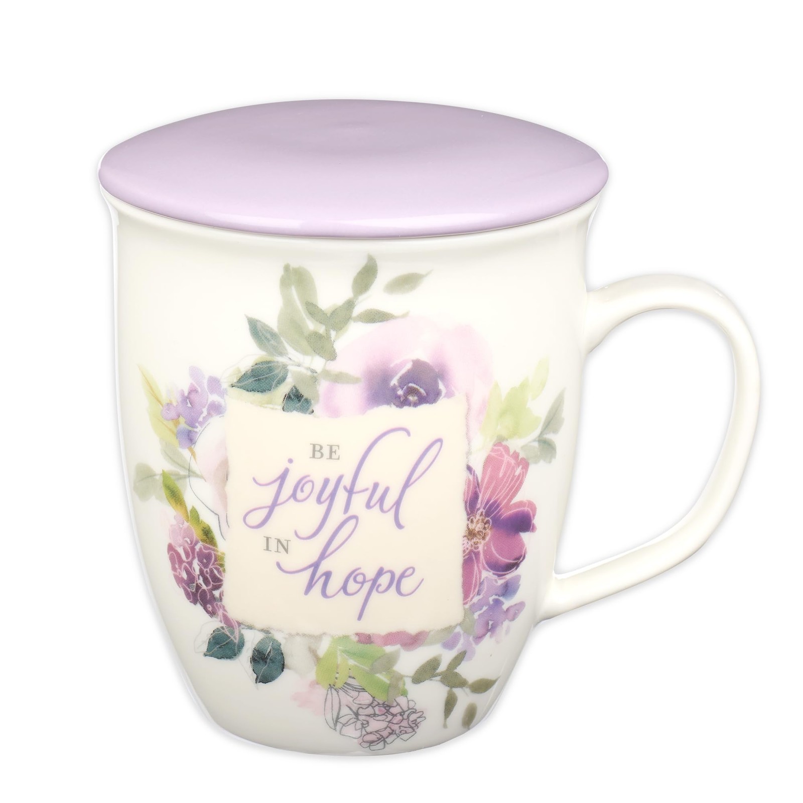Christian Art Gifts Lavender Floral Ceramic Coffee Mug with Lilac Lid – 13 oz…