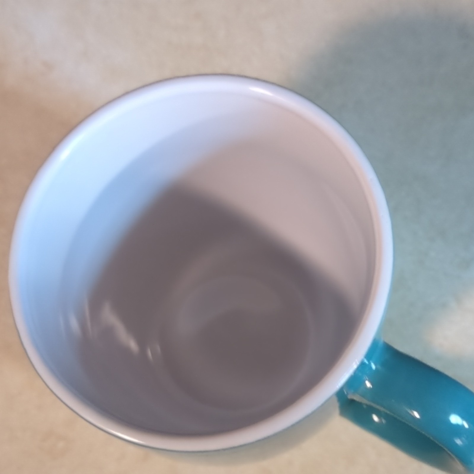 Room Essentials Stoneware CoffeeLarg Mug Turquois/White 16fl oz Round MW/DS Safe