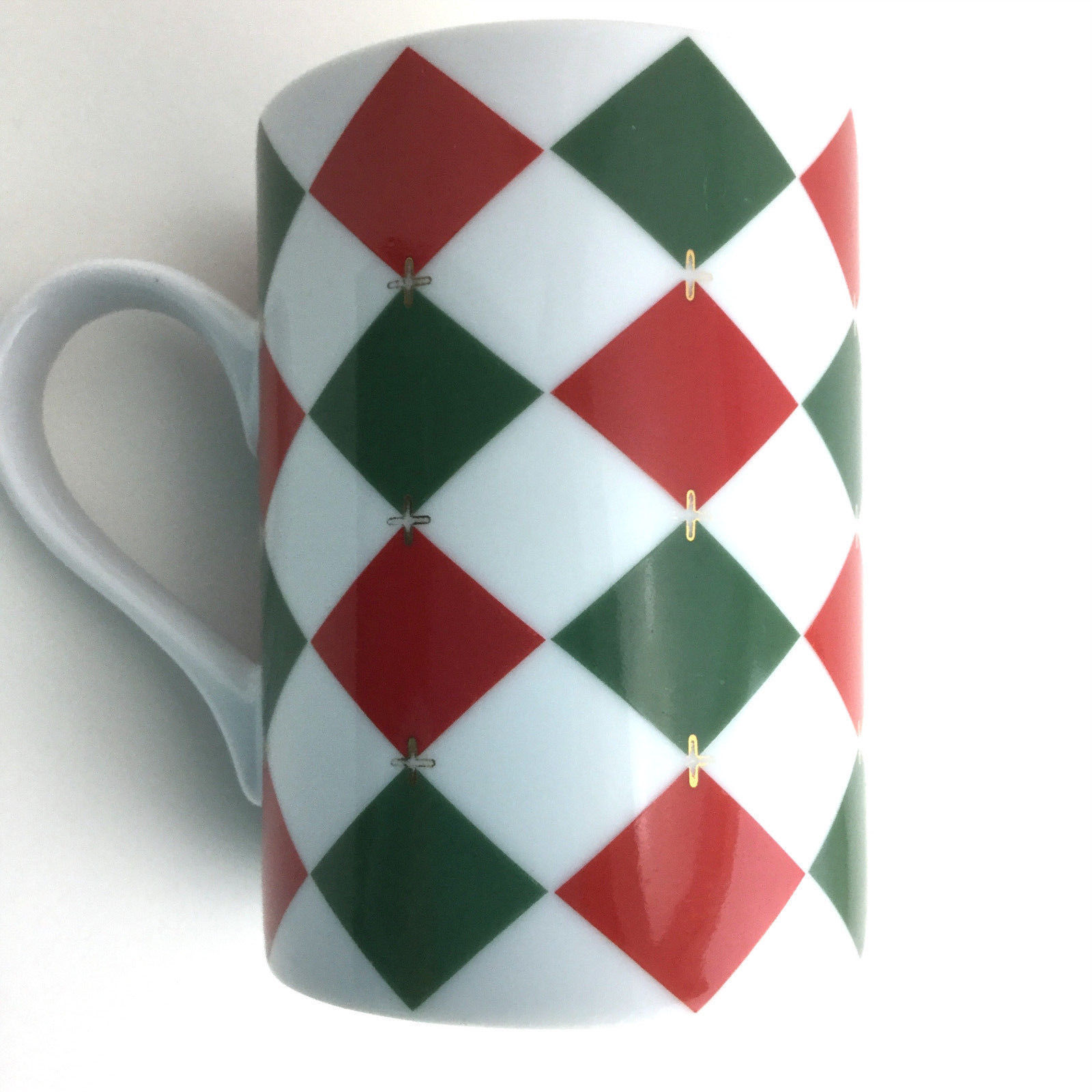 Williams Sonoma Vintage Coffee Mug 8 Fl oz Harlequin Diamond Pattern Ceramic Cup