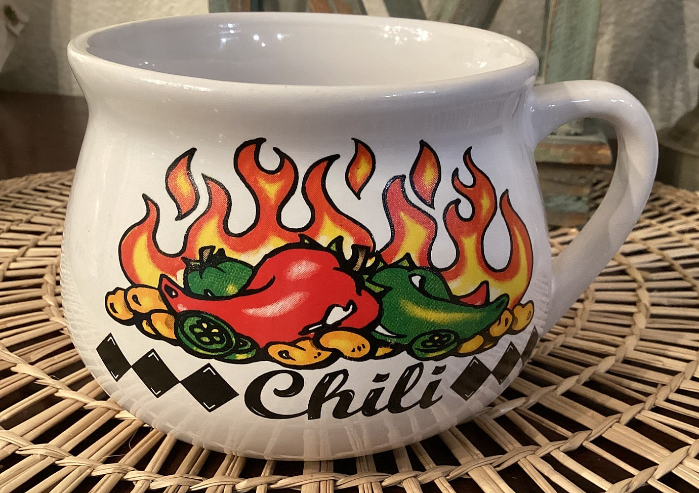 Chili Mug Bowls Set of 2 Vintage Colorful Nostalgic Food Unique