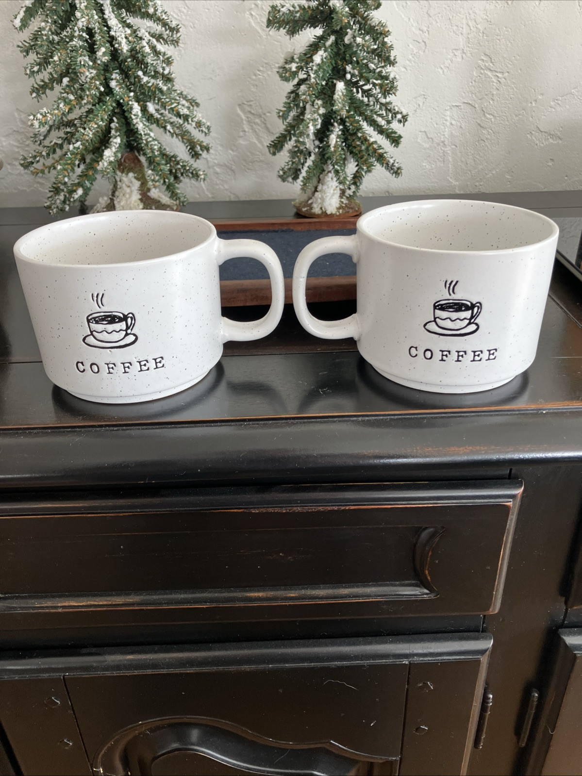 Market Finds Black & White Speckled Ceramic Coffee Mug Cute Tea Cup Design