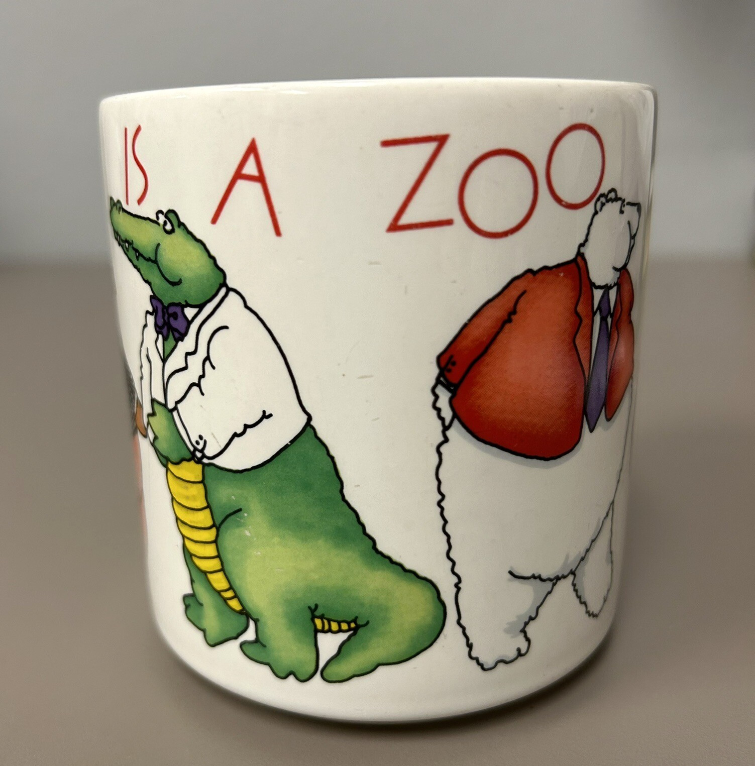 THIS PLACE IS A ZOO Workplace Humor Mug Animals Wearing Clothes Stocking Stuffer