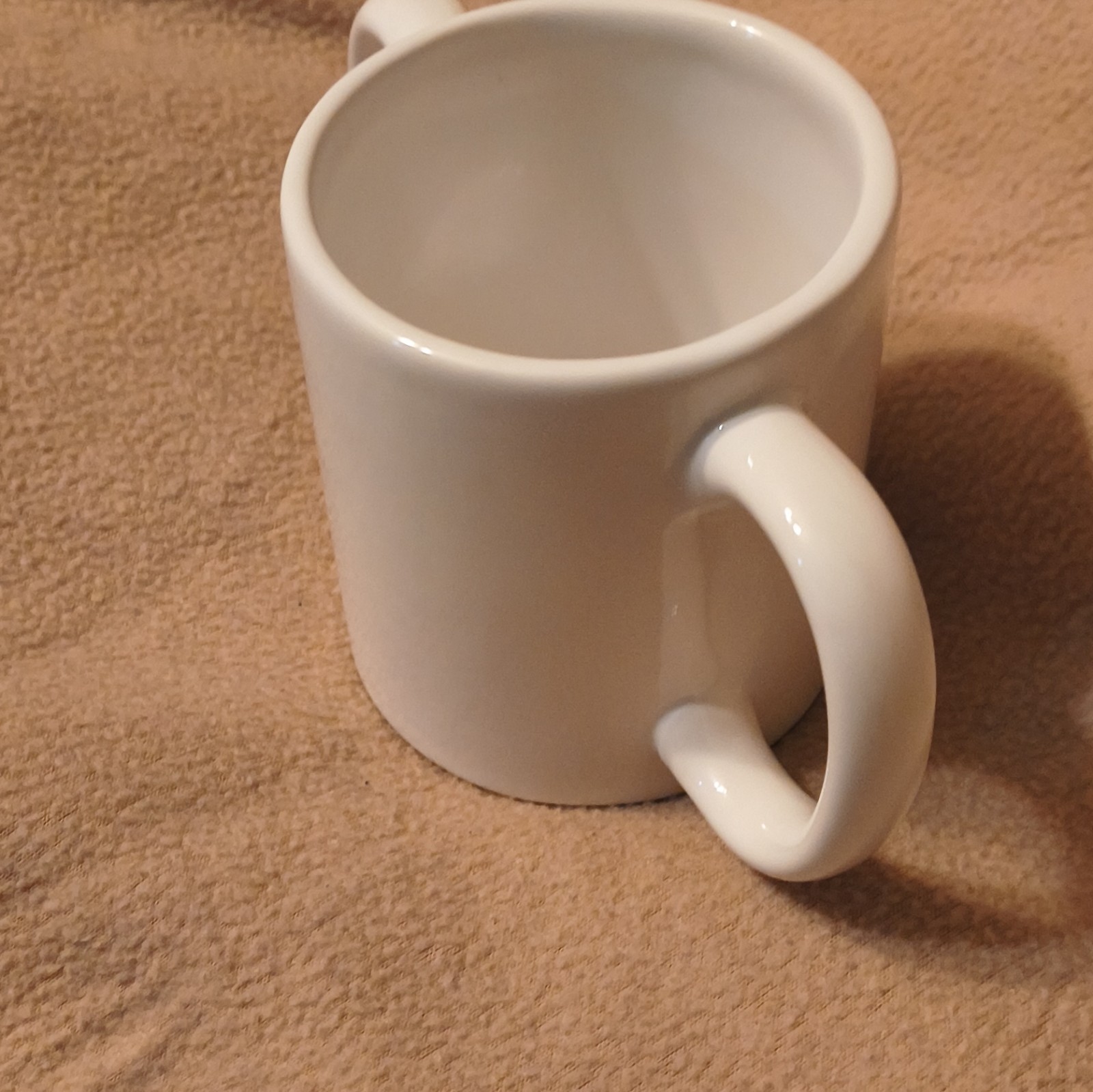 White Ceramic Double Handle Coffee Mug 10 fl oz Solid Color Hot Beverages