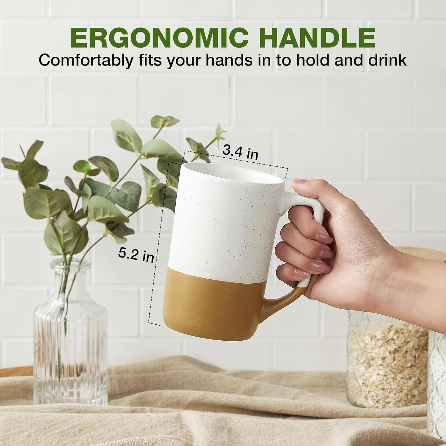 Ceramic Coffee Mug Set (Set of 4), 16 oz, Porcelain Mugs