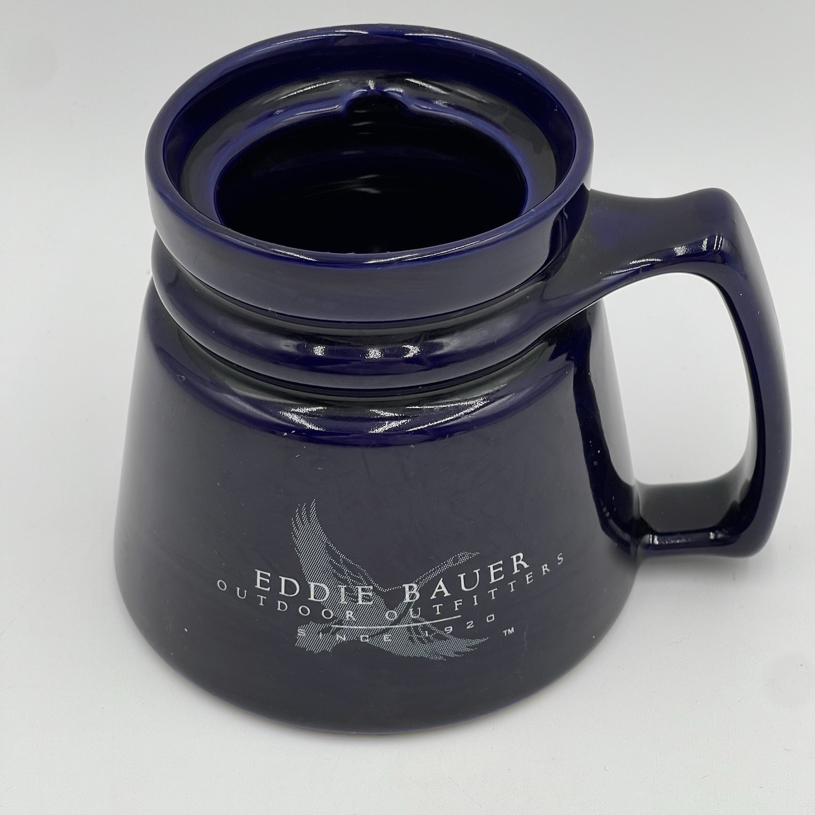 Eddie Bauer Travel Mug Outdoor Outfitters Blue Coffee Lid Non-Slip Bottom