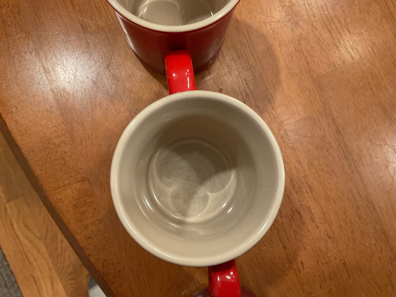 Set Of 3 Le Creuset OMBRE Red Stoneware Coffee Tea Mugs Cups 14 ounces