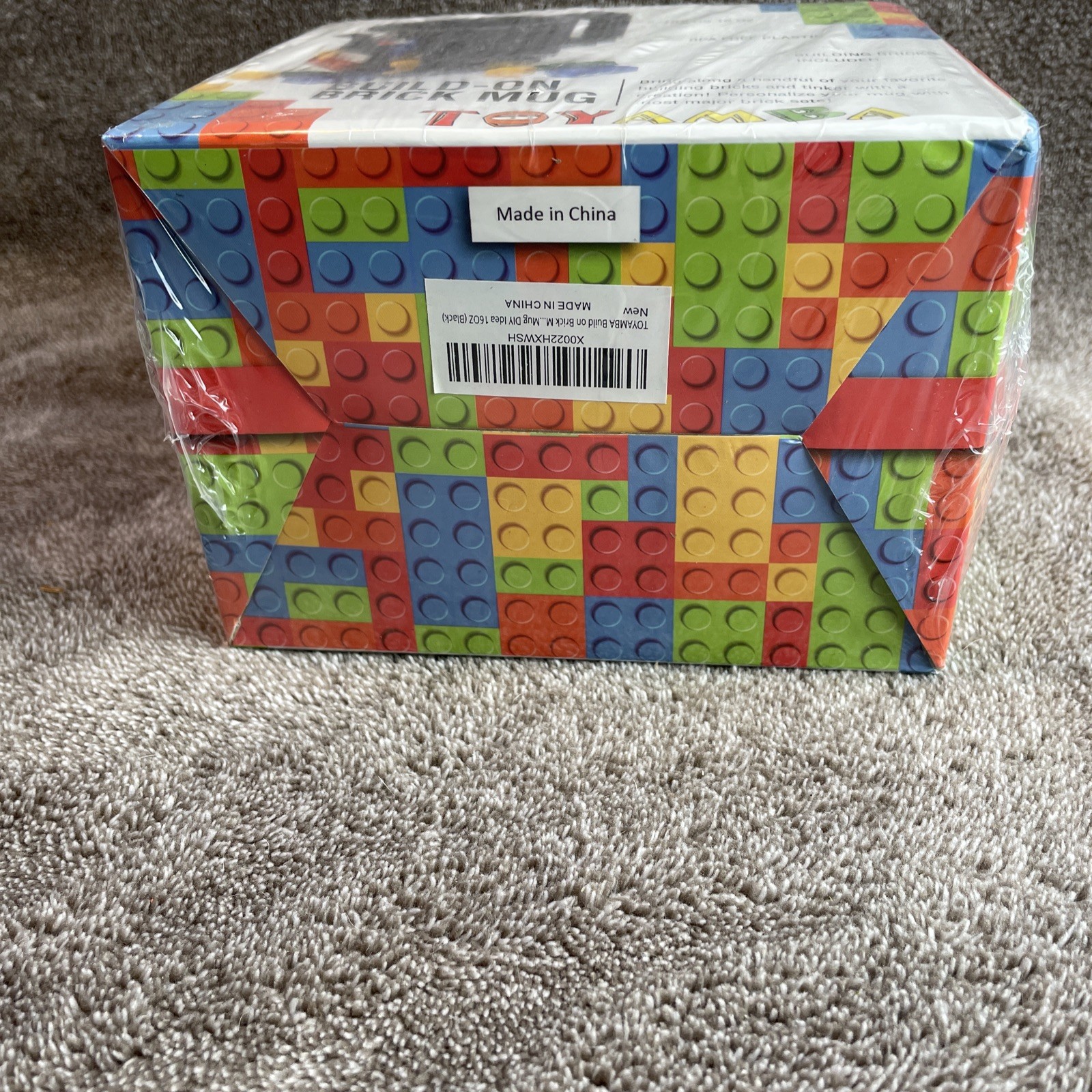 Toyamba Build-On Brick Mug 16 Oz BPA Free Plastic Black Building Bricks Included