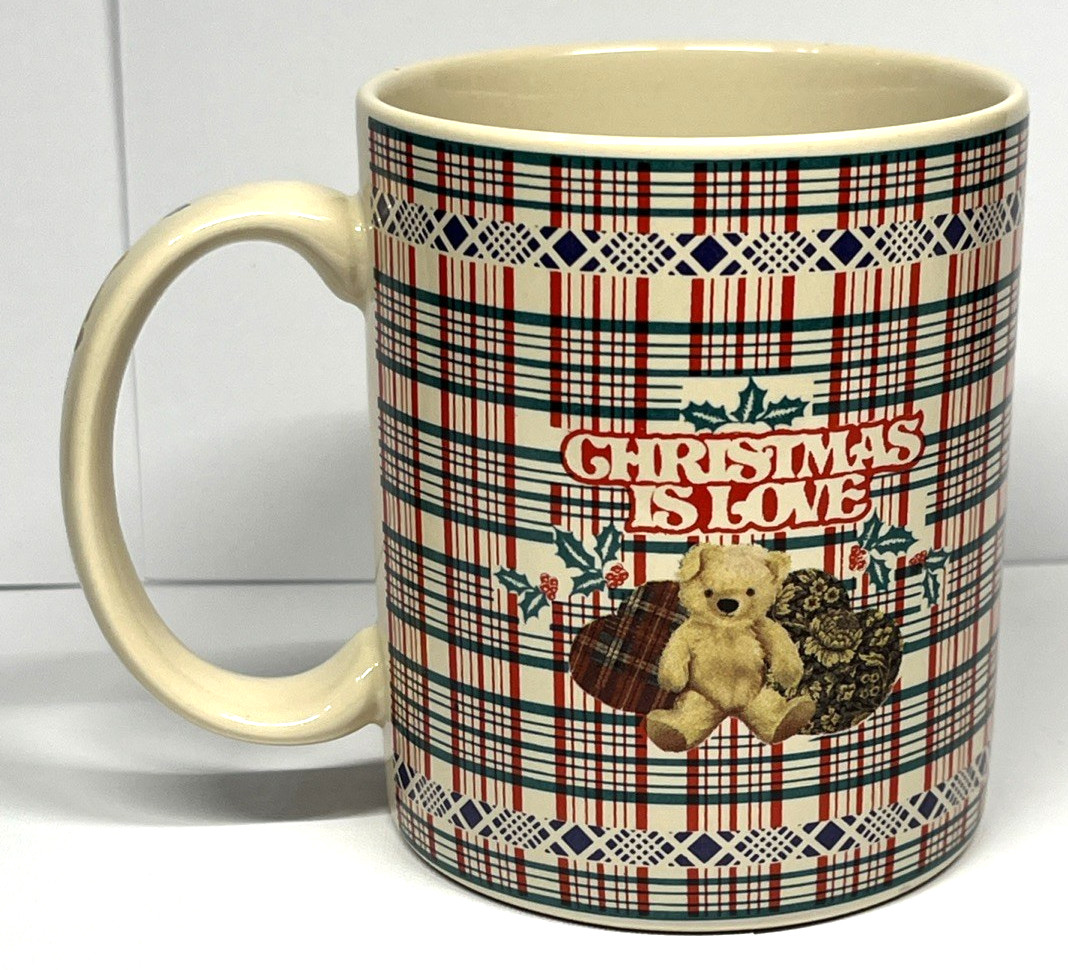 Vintage Otagiri Teddy Bear Coffee Tea Mug Cup Thailand 1996 Christmas Is Love
