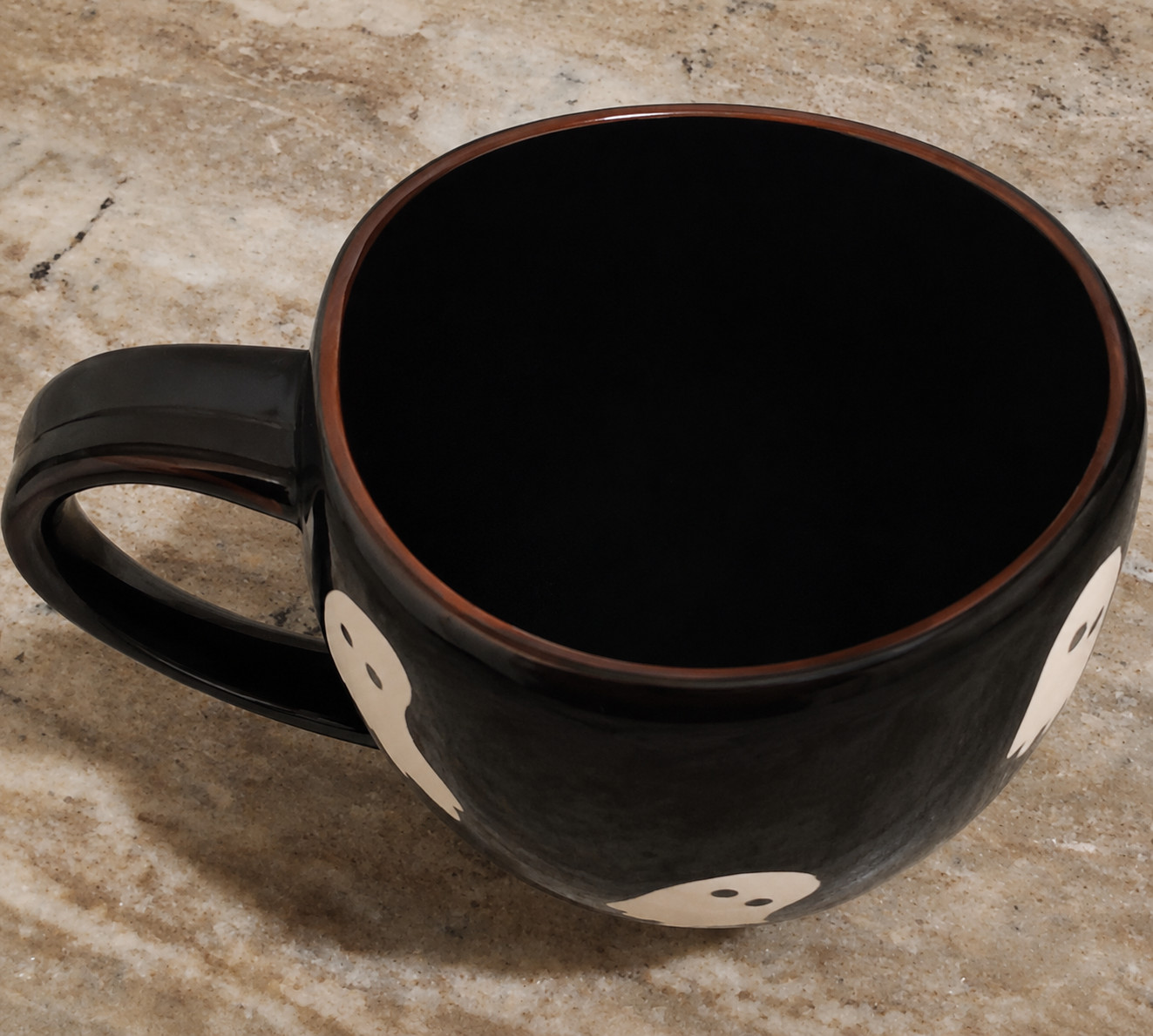Anthropologie Black with White Ghosts Vesper Stoneware Halloween Mug Cup NEW