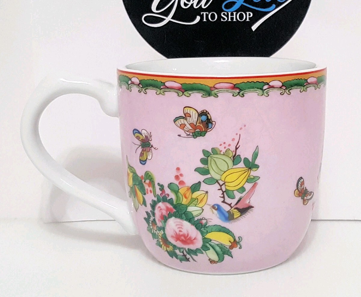 Williams Sonoma S/4 Famille Rose Mugs 16.9 OZ NIB Flowers Butterfly Easter