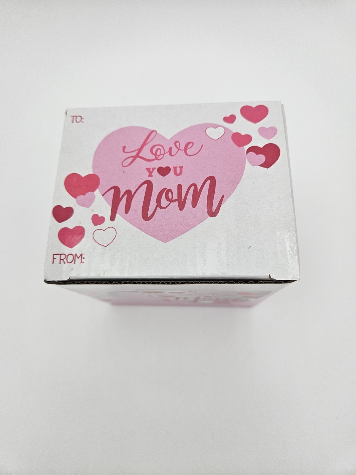 Heart Handle Ceramic Coffee Mug White Pink Red Decorated Mother’s Day Family