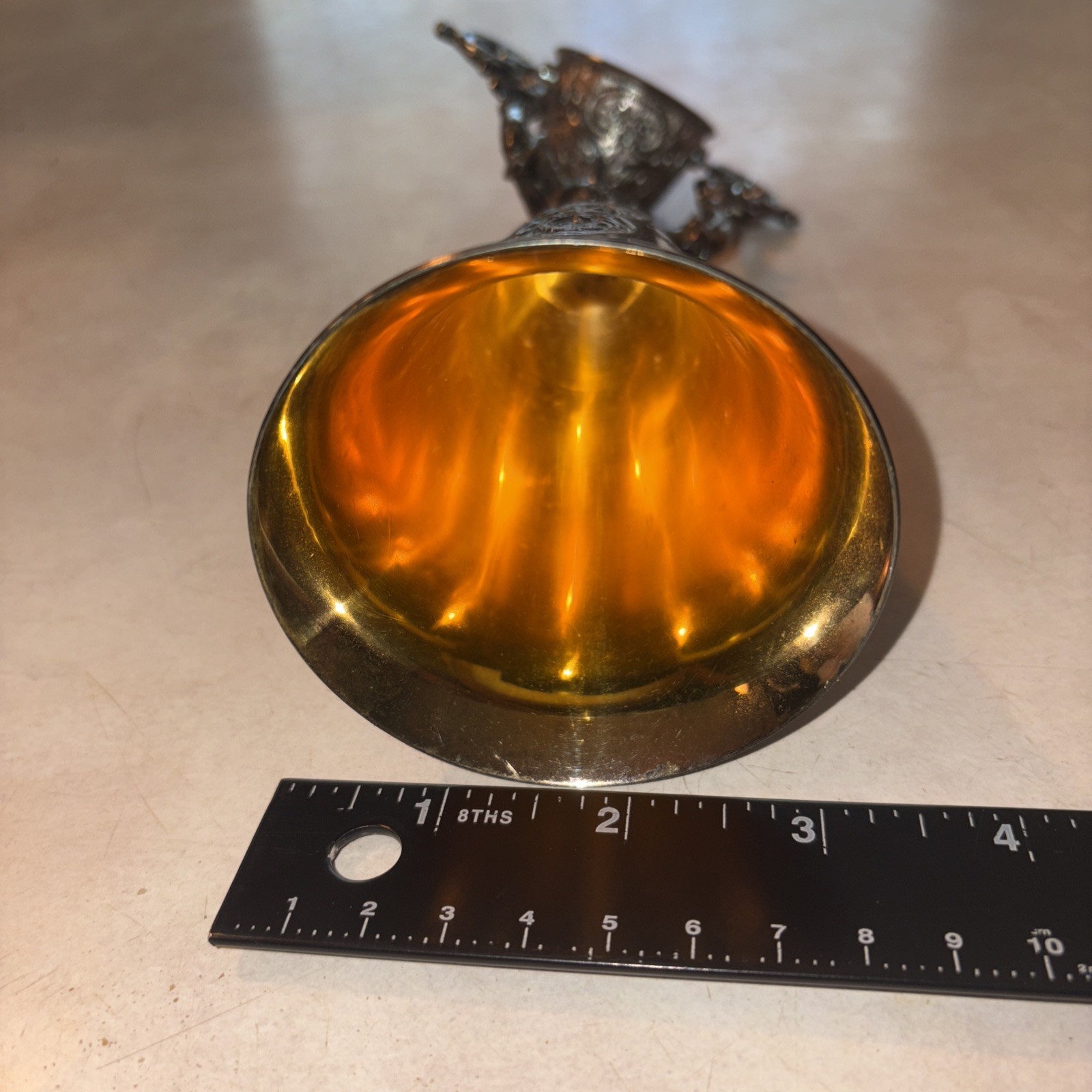 Vintage Wedding Wager Double Cup Silverplate Decorative Lady Toasting Figurine