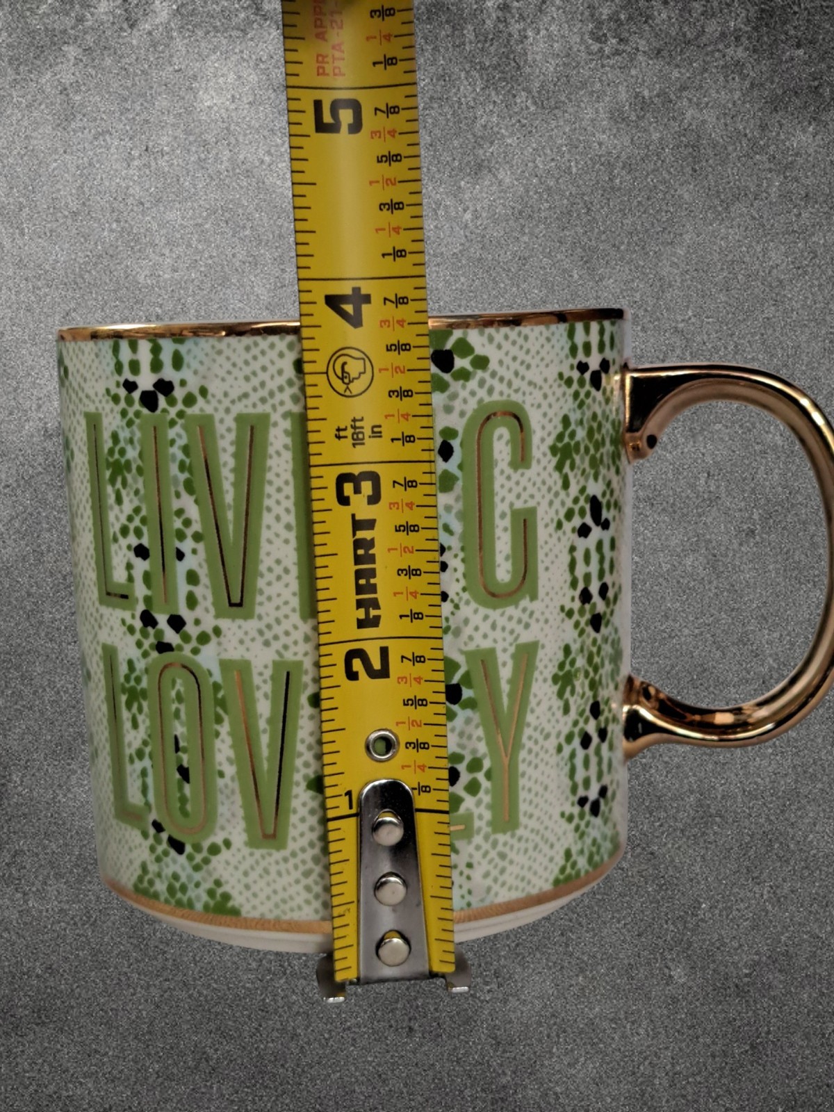 Anthropologie 3.5 Inch Gisele Living Lovely Coffee Or Tea Mug Gold Handle