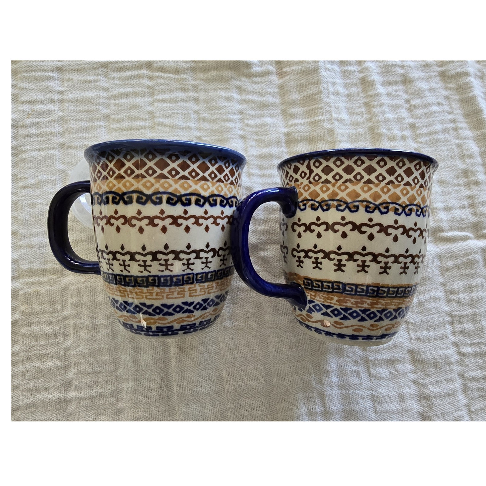 Polish Pottery Manufaktura Unikat Set of 2 Coffee/Bistro 10oz Mugs