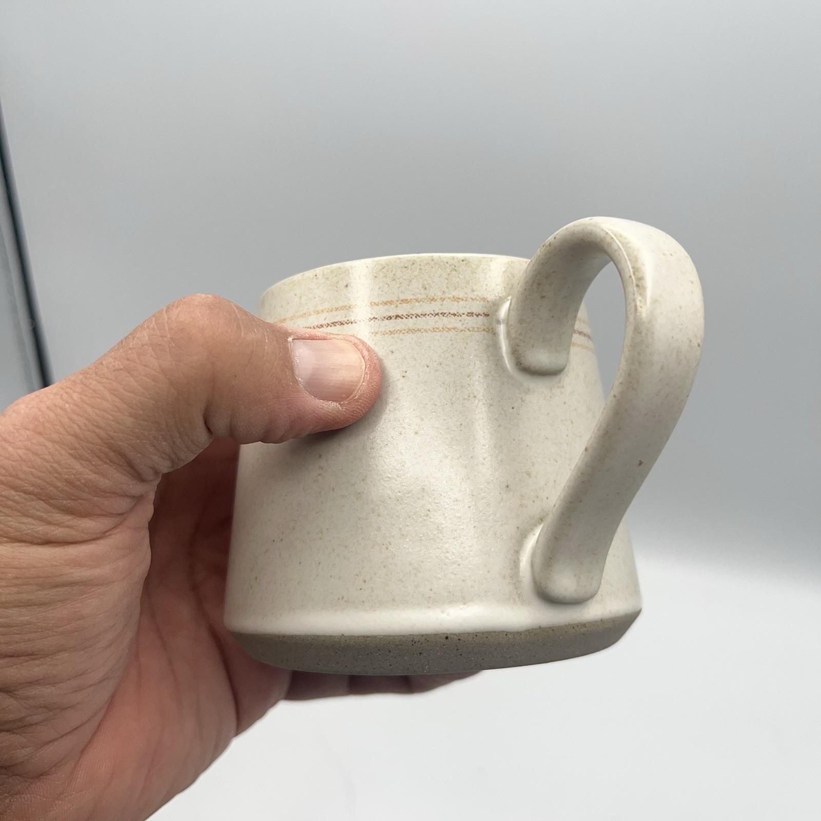 Magnolia set of 2 Beige Ceramic Tapered Coffee Mugs with Handles Solid Color