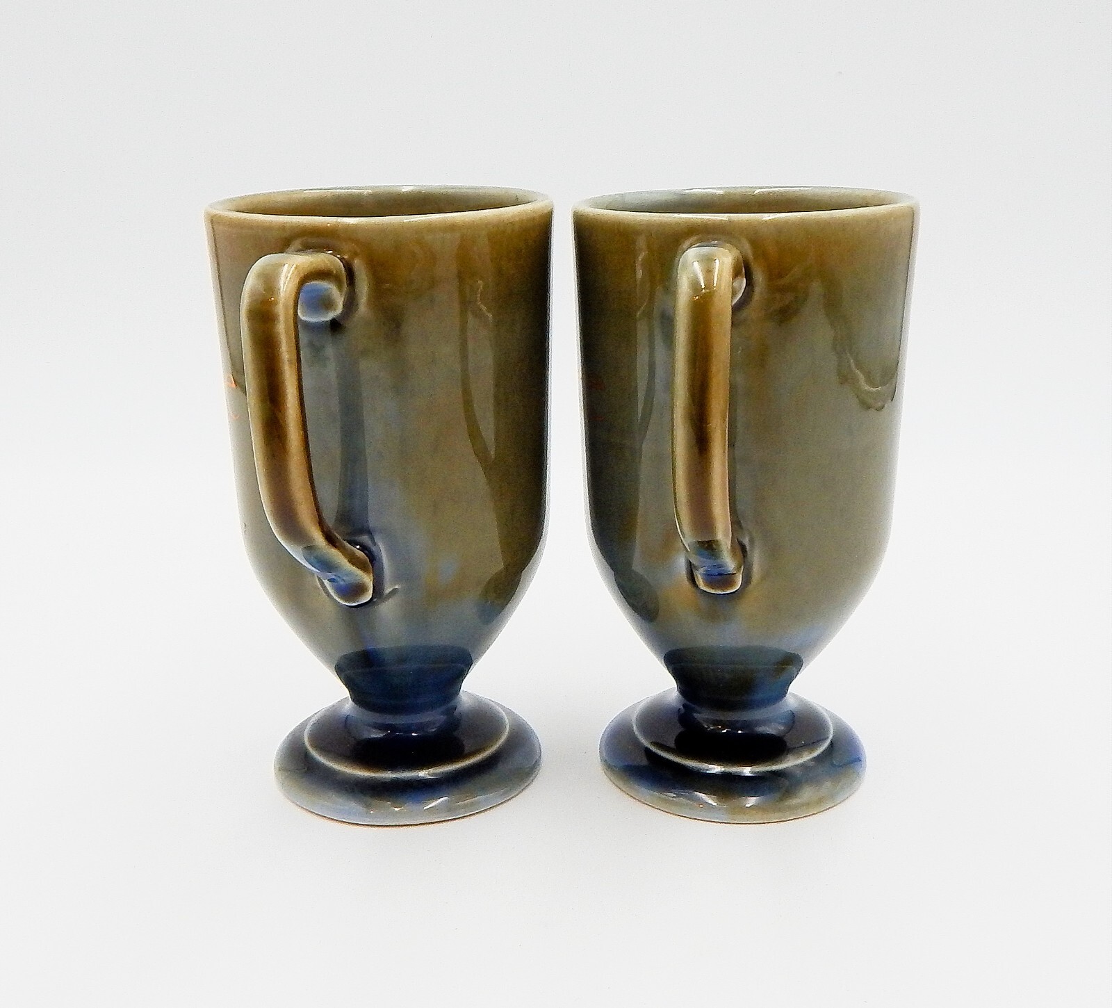 Wade Irish Porcelain Irish Coffee Pedestal Footed Mugs Ireland Green Blue 5 Inch