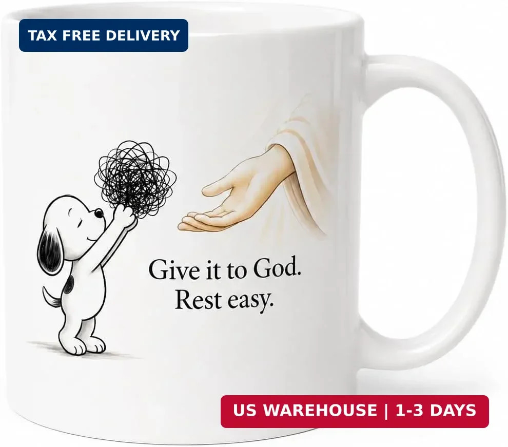 Christian Inspirational Mug, Give It to God Rest Easy Religious Cup, faith encou