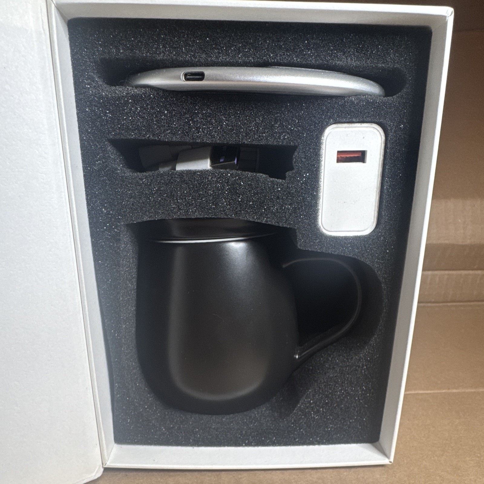 OHOM Ui Self-Heating Ceramic Coffee Mug, Black, 11 fl oz, Modern Solid