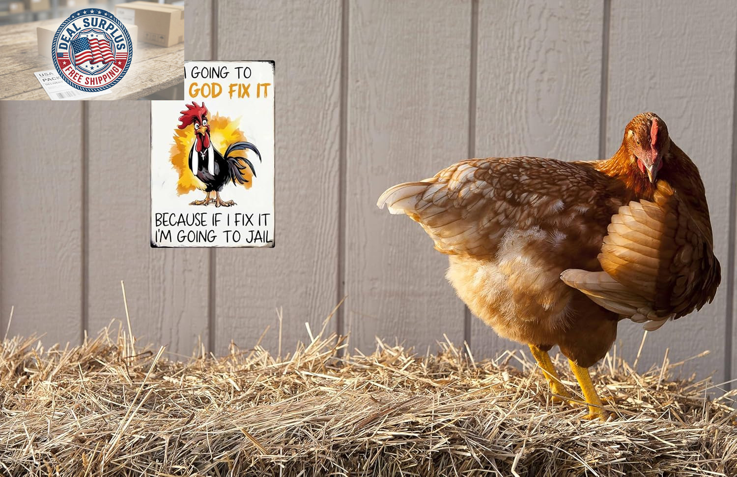 Funny Chicken Gifts Christian God Gifts Chicken I’M Going to Let God Fix It Tin