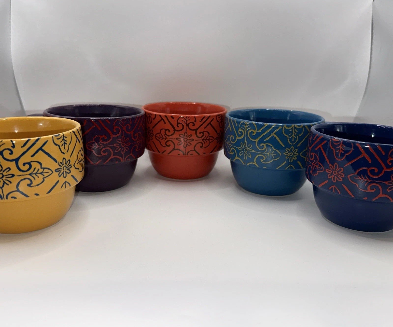 World Market Moroccan Kitchen Stackable Mugs Set Of 5 With Rack Coffee/ Tea Bar