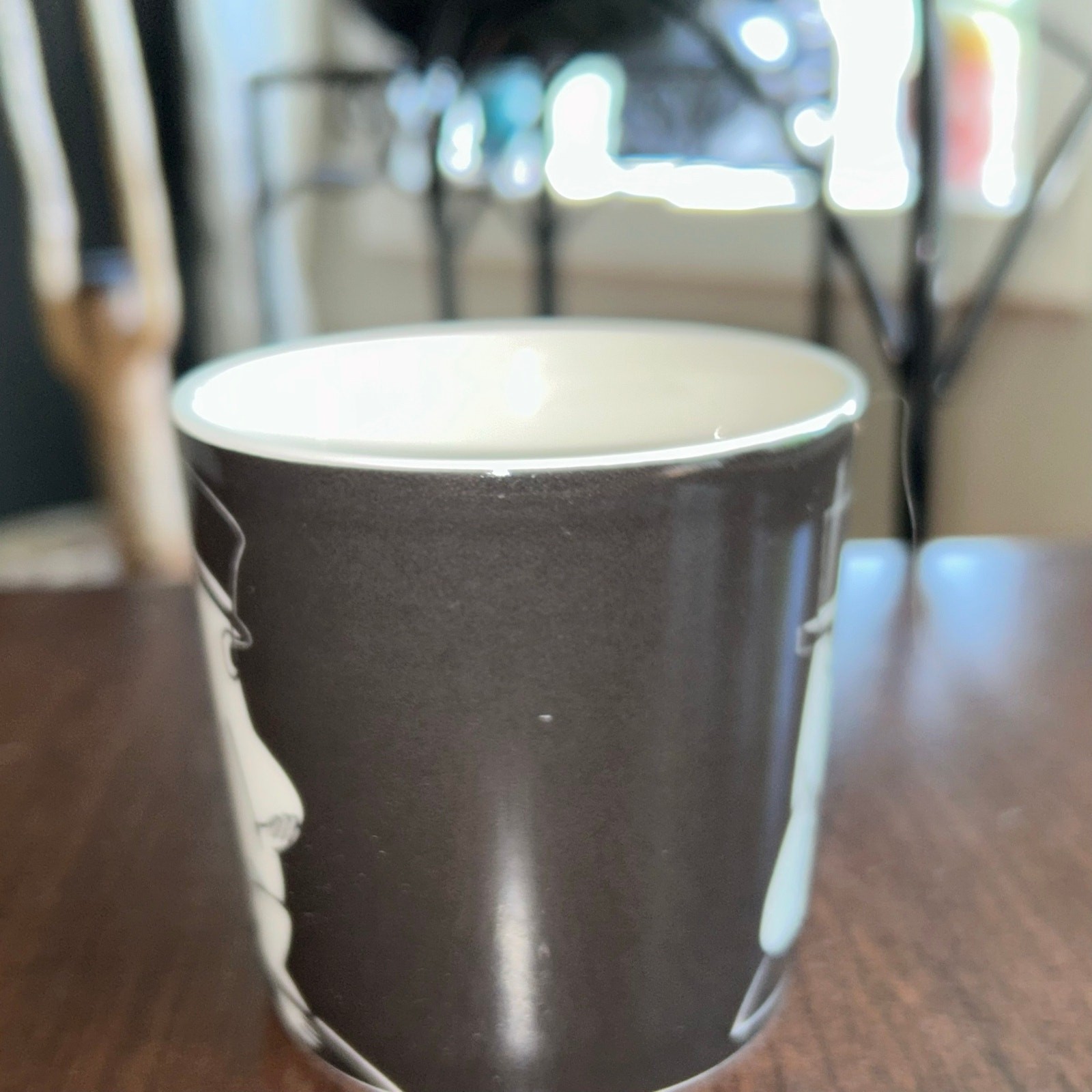 Arabia Finland Moomin Pappa Fishing Ceramic Mug Hippo Black and White 8 oz