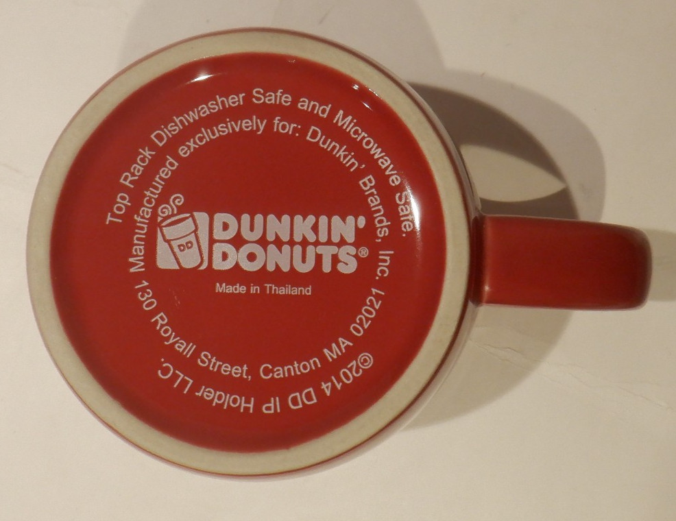 2014 DUNKIN DONUTS Deep Mauve Ceramic Coffee Mug 16 oz. – Thailand